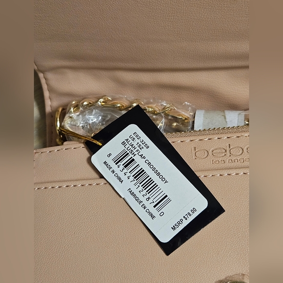 Bebe ALIAH Crossbody Bag Faux Leather Logo Leather Blush NWT - Picture 4 of 11
